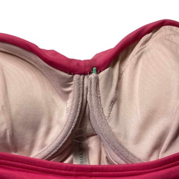 Victoria’s Secret Ruched Fuchsia Pink Strapless One Piece Bathing Suit Sz 8 - Picture 4 of 5